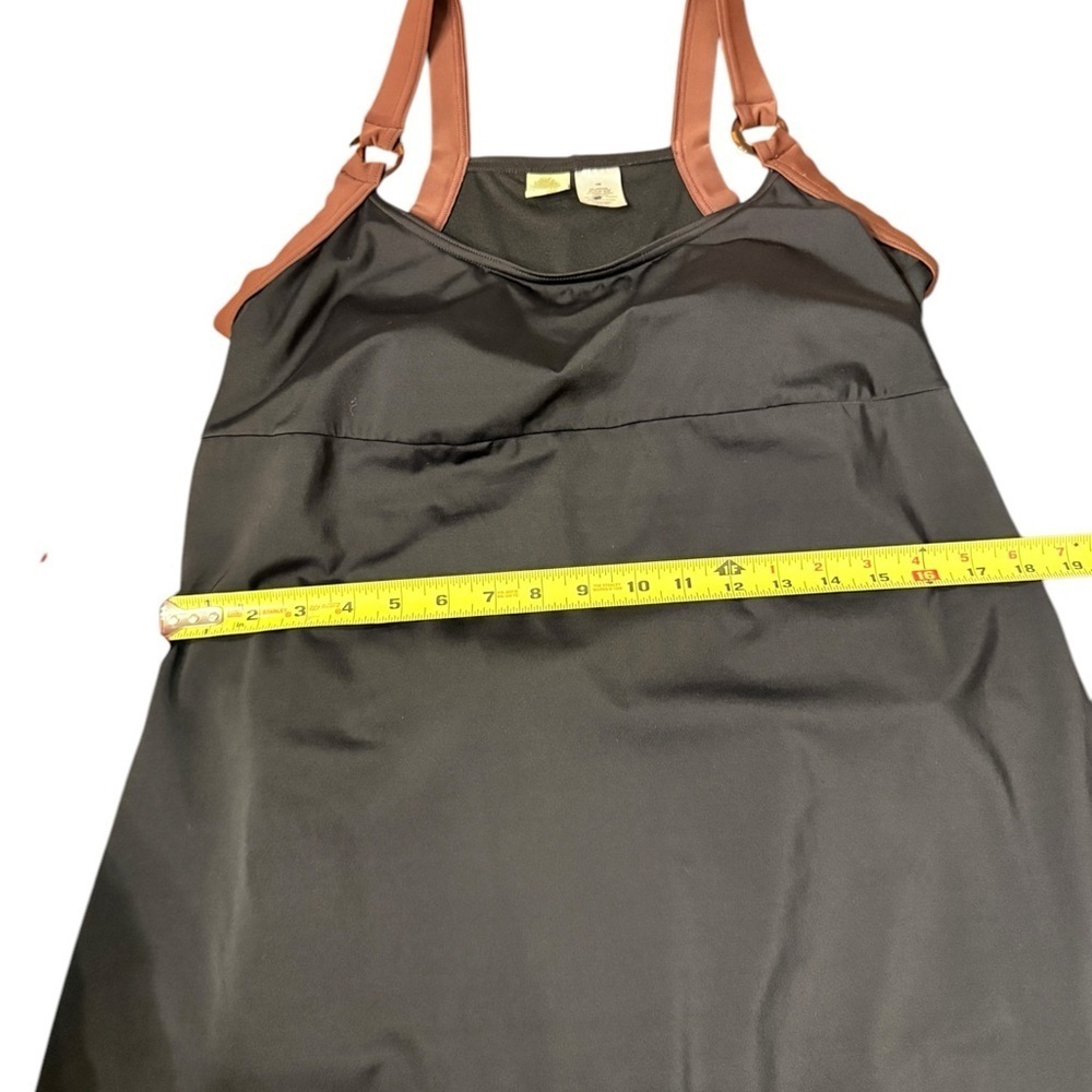 ISLANDER Women's Swimsuit Solid Black Brown Straps Slimming Plus Size 18W - Picture 11 of 12